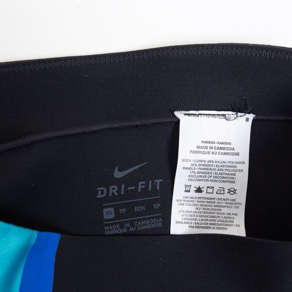 Nike BTQ Layered Tights Black 7/8 High Waisted Dri-Fit Retro 80s Aerobics - Picture 16 of 16